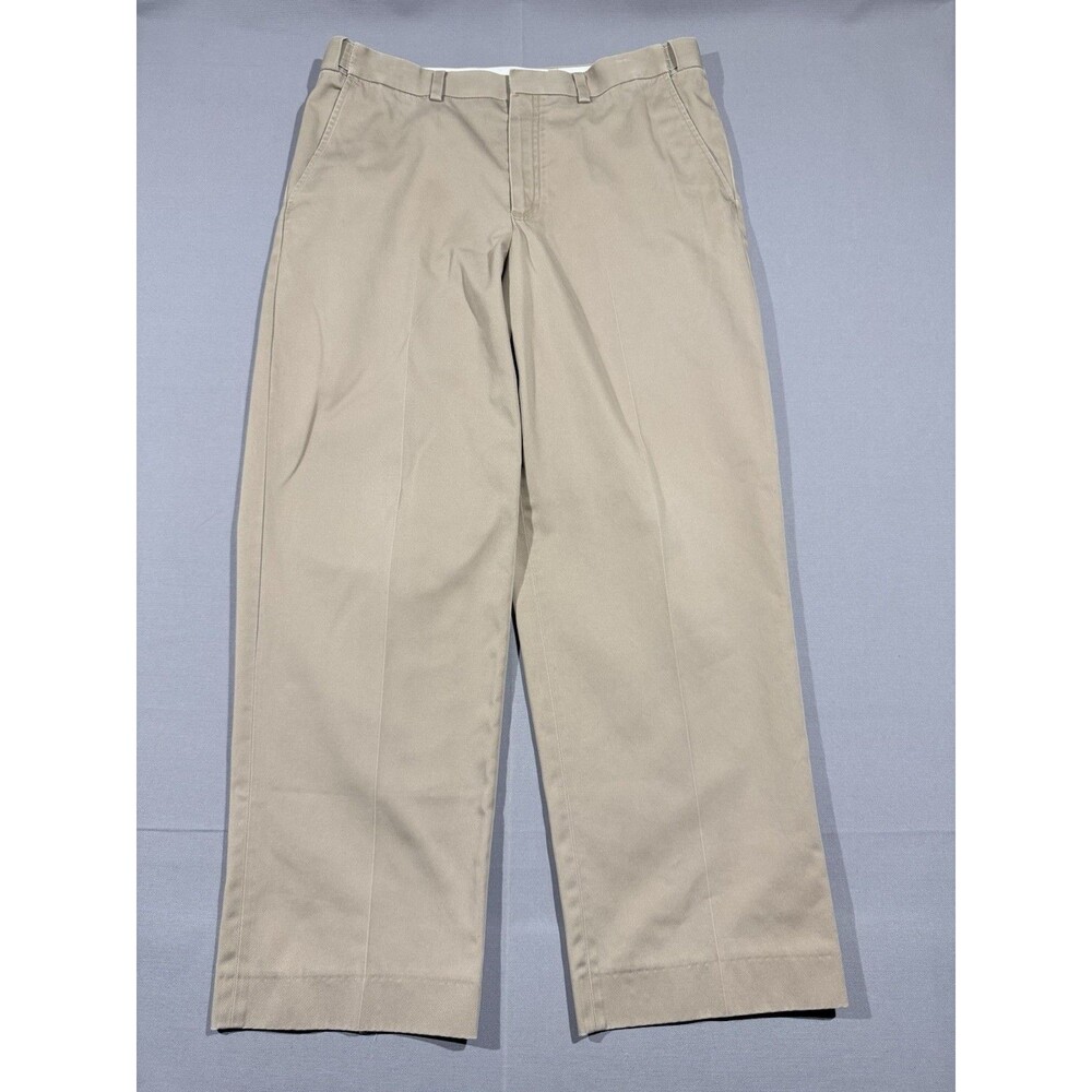 LL Bean Chinos Mens 34x29 Khaki Comfort Waist Flat Front Straight Leg Pants
